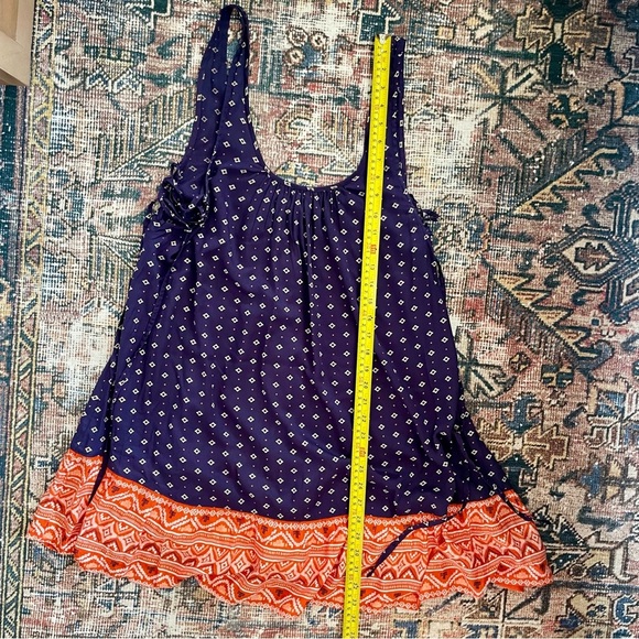 Navy and Orange Sleeveless Dress - Picture 8 of 9